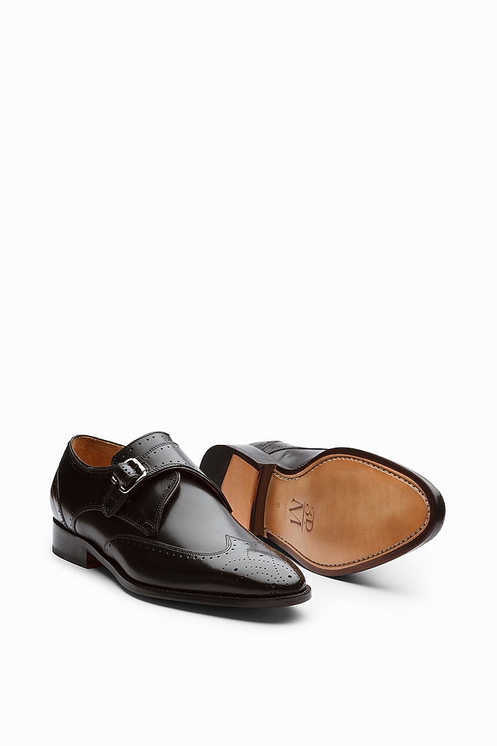 Black Calf Leather Monk Strap Shoes by 3DM Lifestyle at Pernia's Pop Up Shop