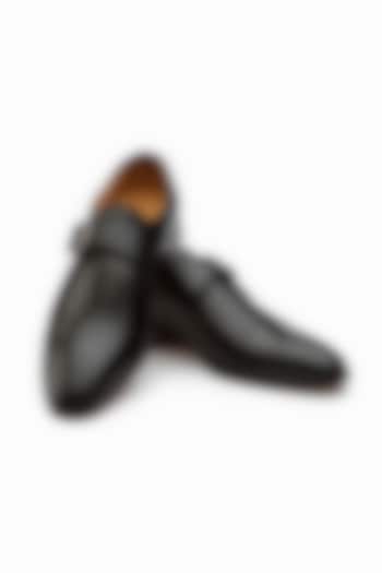Black Calf Leather Monk Strap Shoes by 3DM Lifestyle