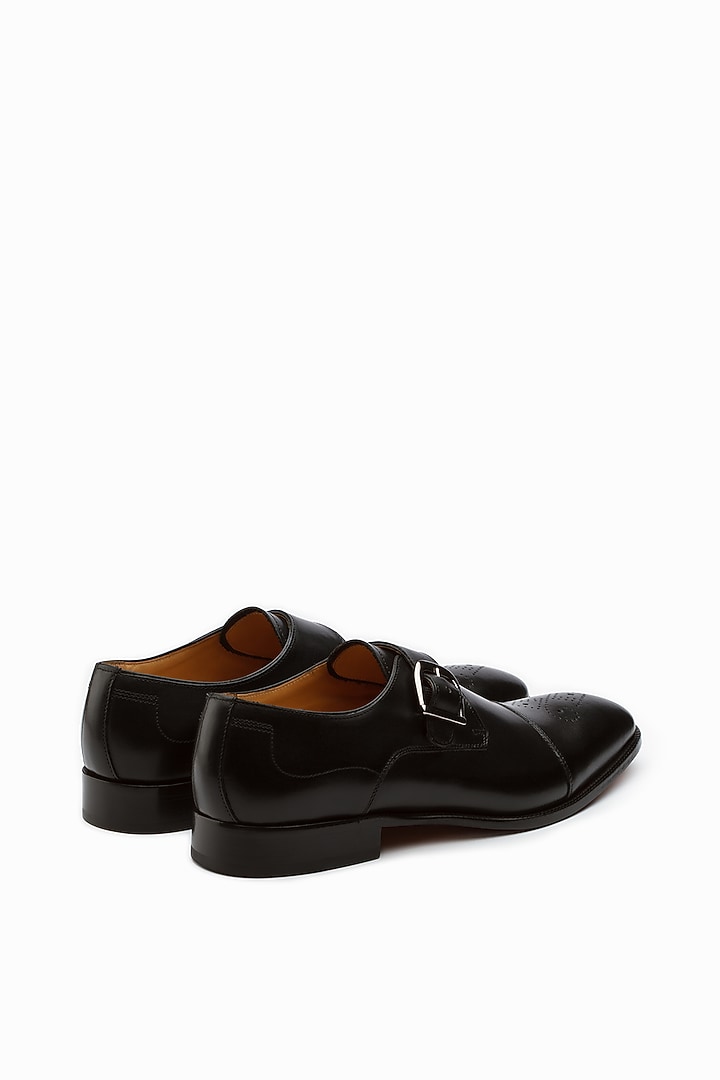 Black Calf Leather Monk Strap Shoes by 3DM Lifestyle at Pernia's Pop Up Shop