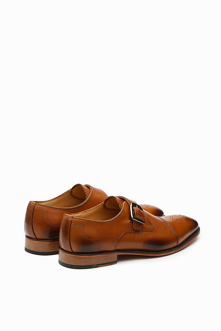 Tan Brown Calf Leather Monk Strap Shoes by 3DM Lifestyle at Pernia's Pop Up Shop