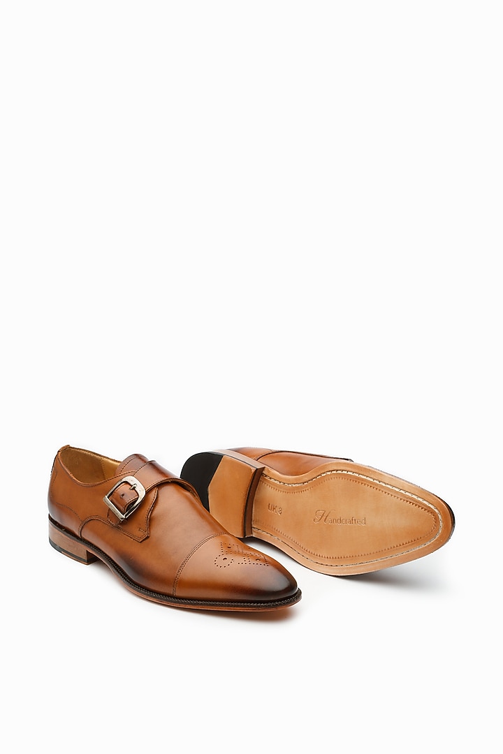 Tan Brown Calf Leather Monk Strap Shoes by 3DM Lifestyle at Pernia's Pop Up Shop