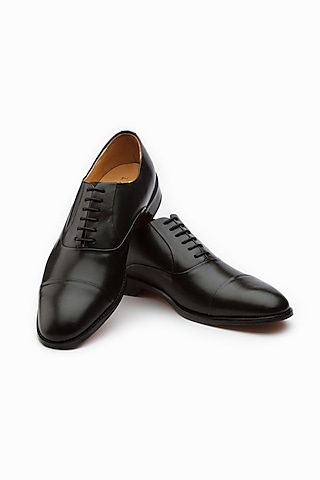 Burnt Cherry Leather Oxford Shoes by ARTIMEN