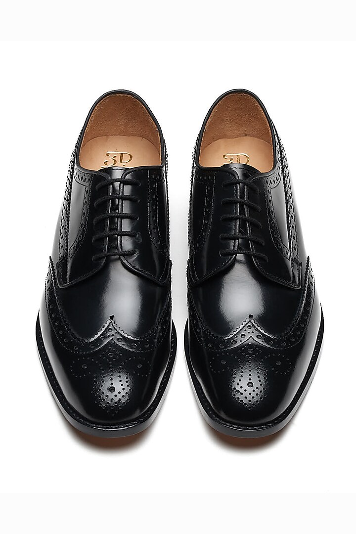 Black Calf Leather Brogues by 3DM Lifestyle