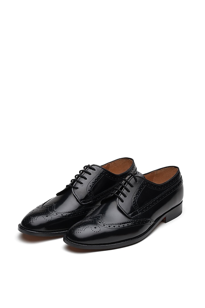 Black Calf Leather Brogues by 3DM Lifestyle at Pernia's Pop Up Shop
