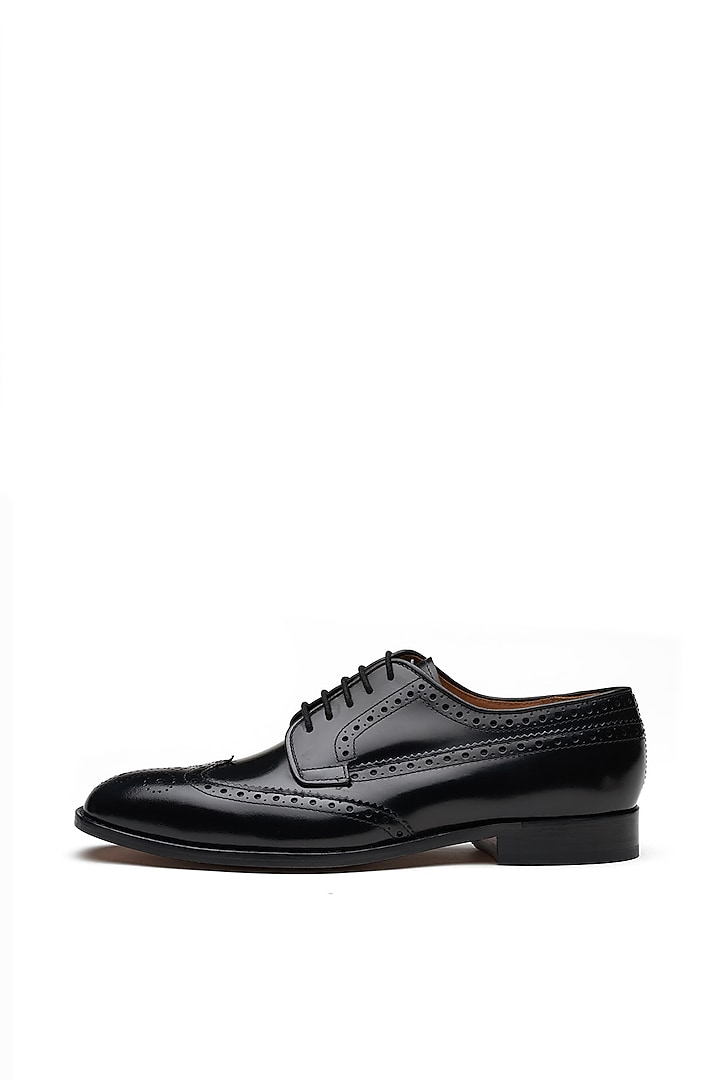 Black Calf Leather Brogues by 3DM Lifestyle at Pernia's Pop Up Shop