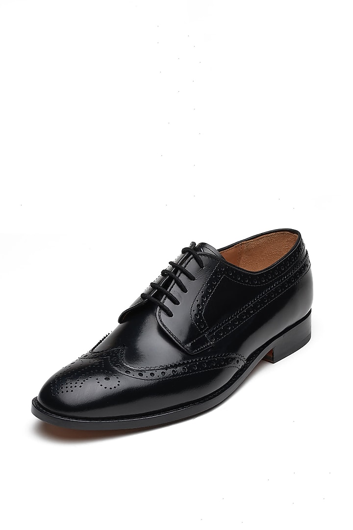 Black Calf Leather Brogues by 3DM Lifestyle at Pernia's Pop Up Shop