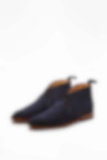 Navy Blue Calf Leather Boots by 3DM Lifestyle