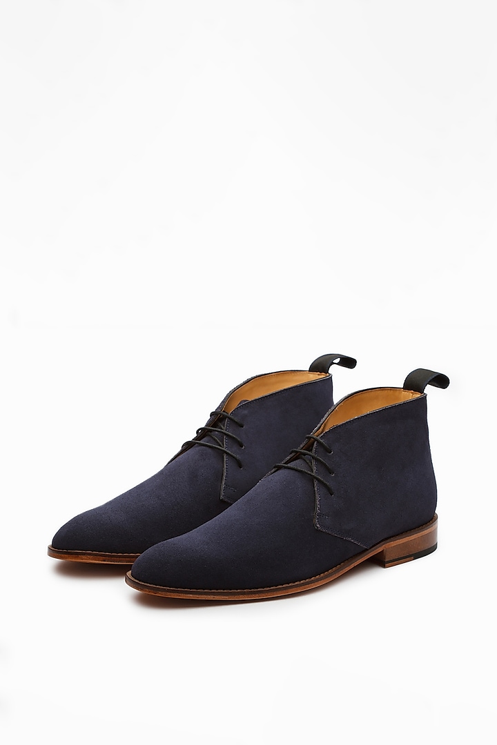 Navy Blue Calf Leather Boots by 3DM Lifestyle