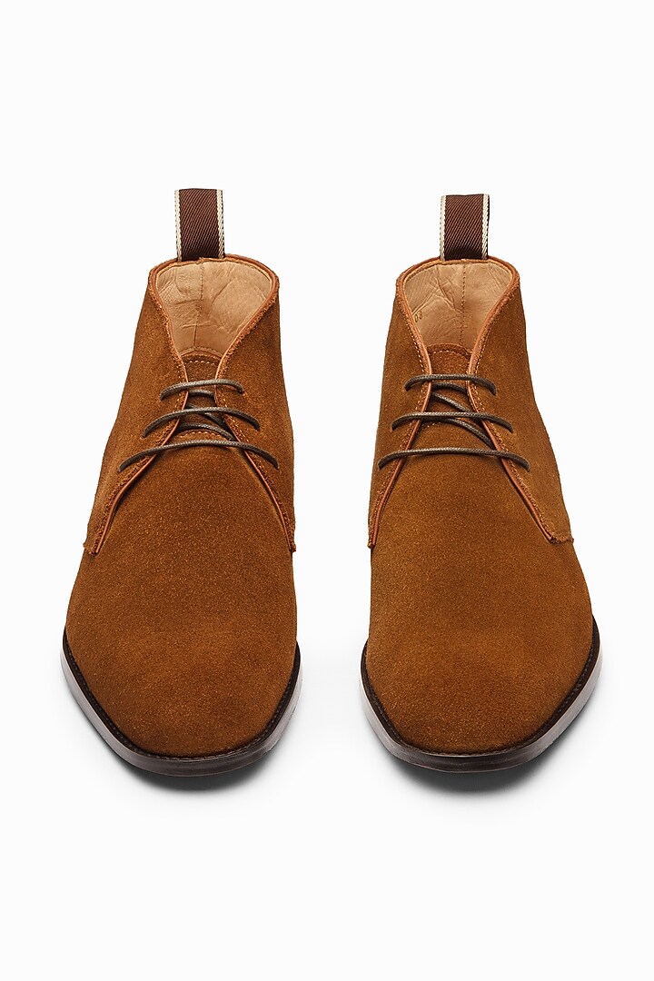 Cognac Brown Calf Leather Boots by 3DM Lifestyle