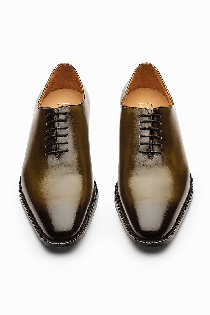 Olive & Black Calf Leather Painted Loafers by 3DM Lifestyle