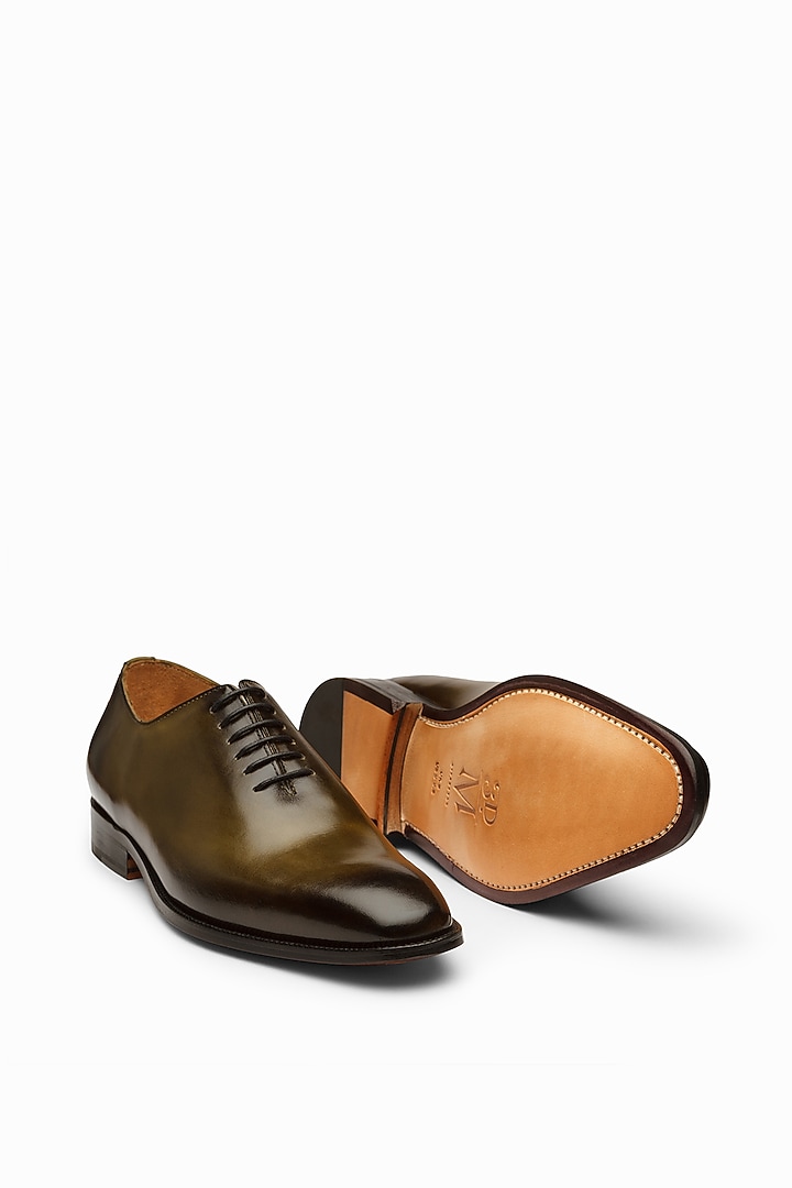 Olive & Black Calf Leather Painted Loafers by 3DM Lifestyle at Pernia's Pop Up Shop