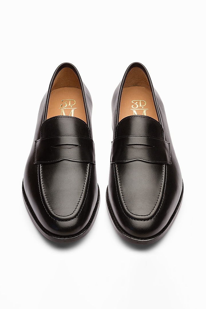 Black Handcrafted Leather Loafers by 3DM Lifestyle