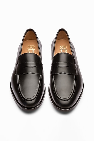 Black Handcrafted Leather Loafers by 3DM Lifestyle
