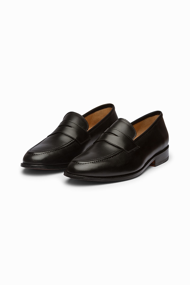 Black Handcrafted Leather Loafers by 3DM Lifestyle at Pernia's Pop Up Shop