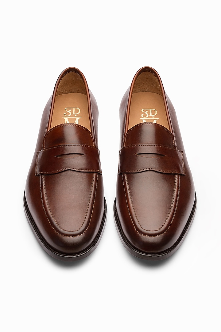 Coffee Brown Handcrafted Leather Loafers by 3DM Lifestyle