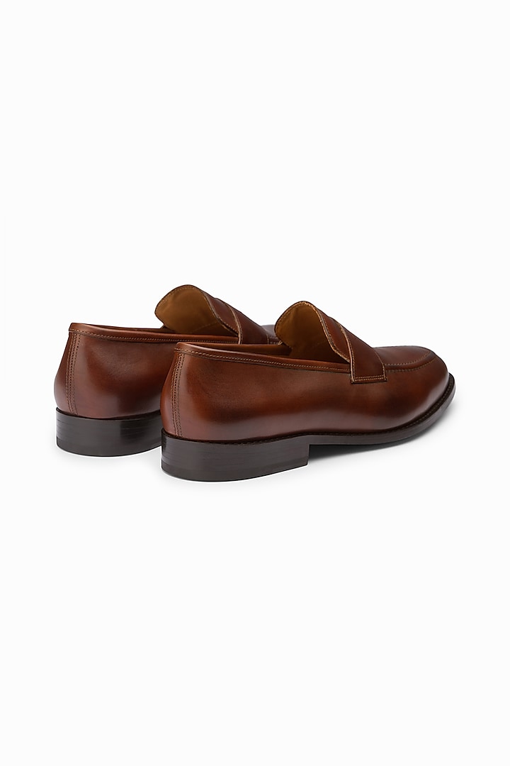 Coffee Brown Handcrafted Leather Loafers by 3DM Lifestyle at Pernia's Pop Up Shop