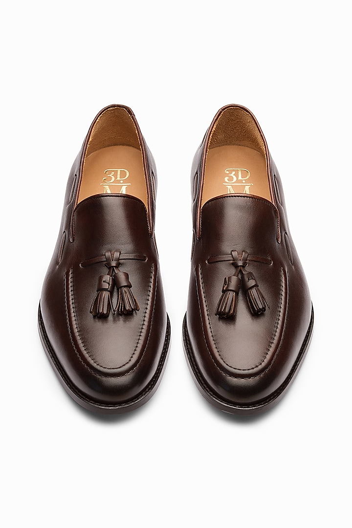 Dark Brown Handcrafted Leather Loafers by 3DM Lifestyle