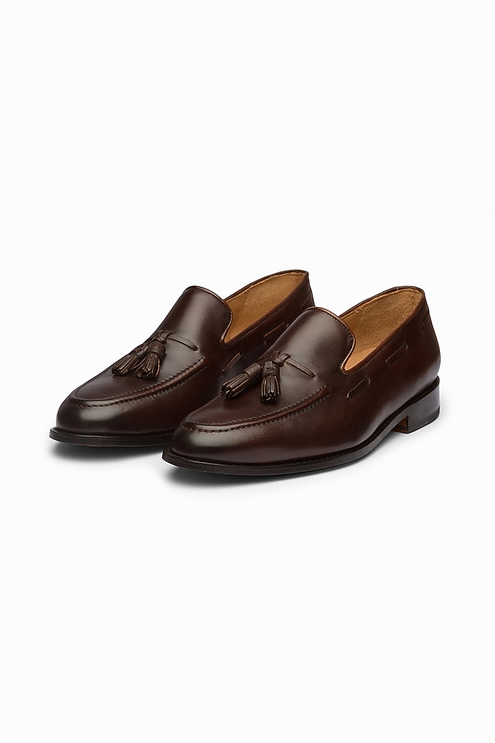 Dark Brown Handcrafted Leather Loafers by 3DM Lifestyle at Pernia's Pop Up Shop