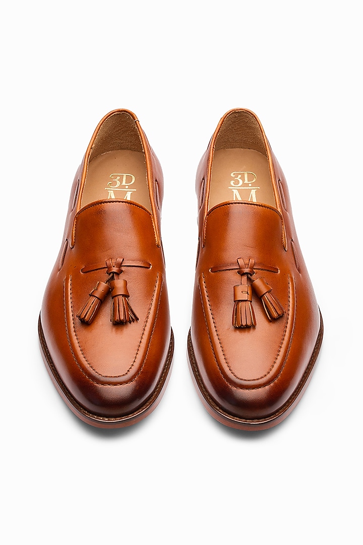 Tan Brown Handcrafted Leather Loafers by 3DM Lifestyle