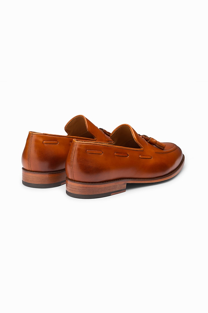 Tan Brown Handcrafted Leather Loafers by 3DM Lifestyle at Pernia's Pop Up Shop