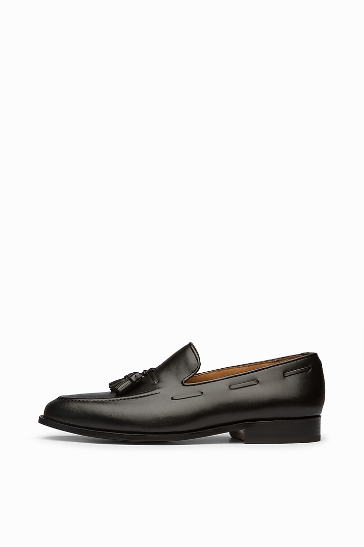Black Handcrafted Leather Loafers by 3DM Lifestyle at Pernia's Pop Up Shop