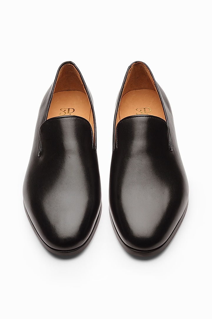 Black Calf-Skin Leather Wholecut Loafers by 3DM Lifestyle