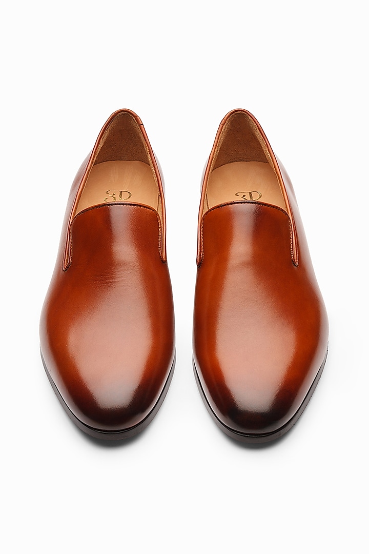 Brown Calf-Skin Leather Wholecut Loafers by 3DM Lifestyle