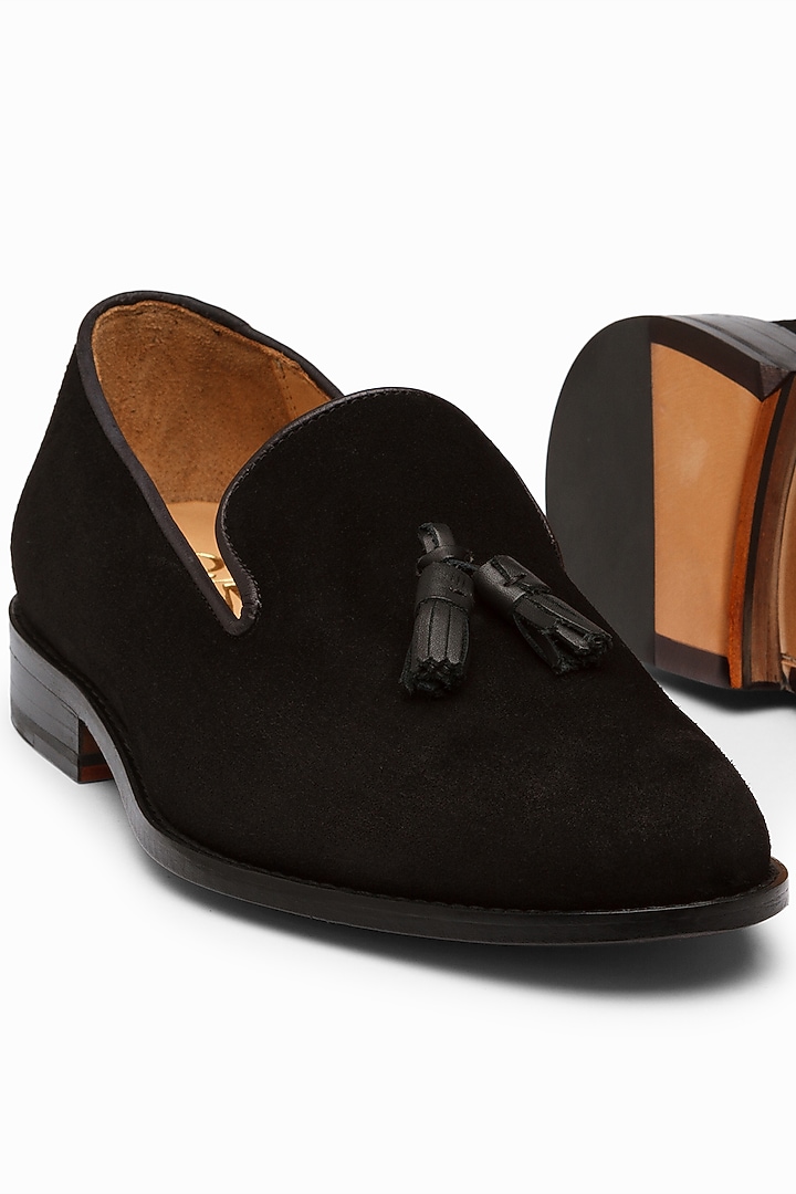 Black Handcrafted Full Grain Calf Leather Loafers by 3DM Lifestyle at Pernia's Pop Up Shop