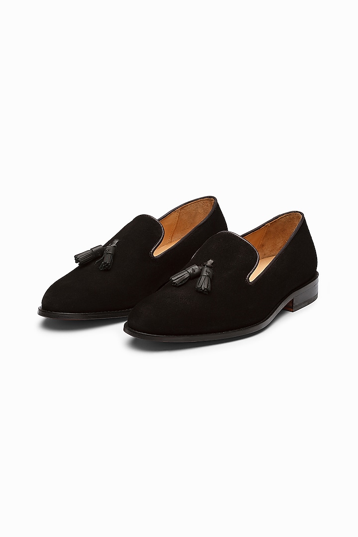 Black Handcrafted Full Grain Calf Leather Loafers by 3DM Lifestyle at Pernia's Pop Up Shop