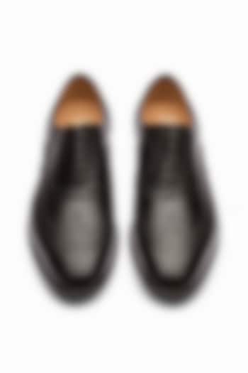 Black Full Grain Calf Leather Wing-Tip Oxford Shoes by 3DM Lifestyle