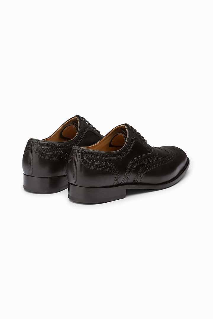Black Full Grain Calf Leather Wing-Tip Oxford Shoes by 3DM Lifestyle at Pernia's Pop Up Shop