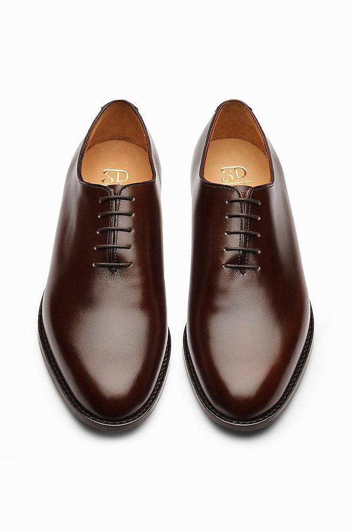 Coffee Brown Hand Painted Wholecut Oxford Shoes by 3DM Lifestyle