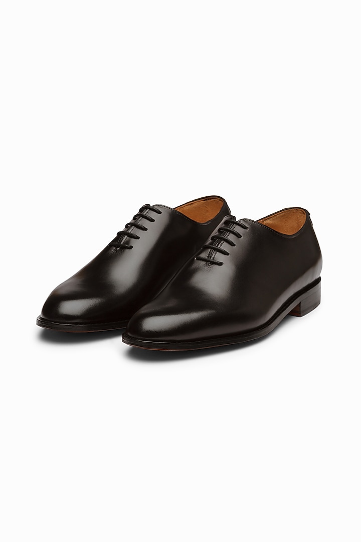Black Hand Painted Oxford Shoes by 3DM Lifestyle at Pernia's Pop Up Shop