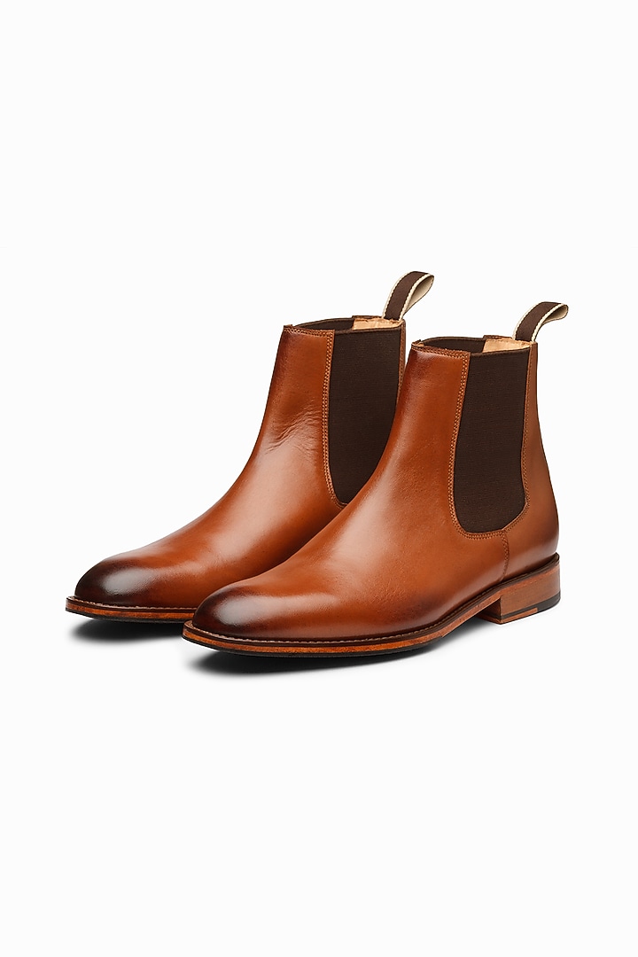 Tan Hand Painted Chelsea Boots by 3DM Lifestyle at Pernia's Pop Up Shop