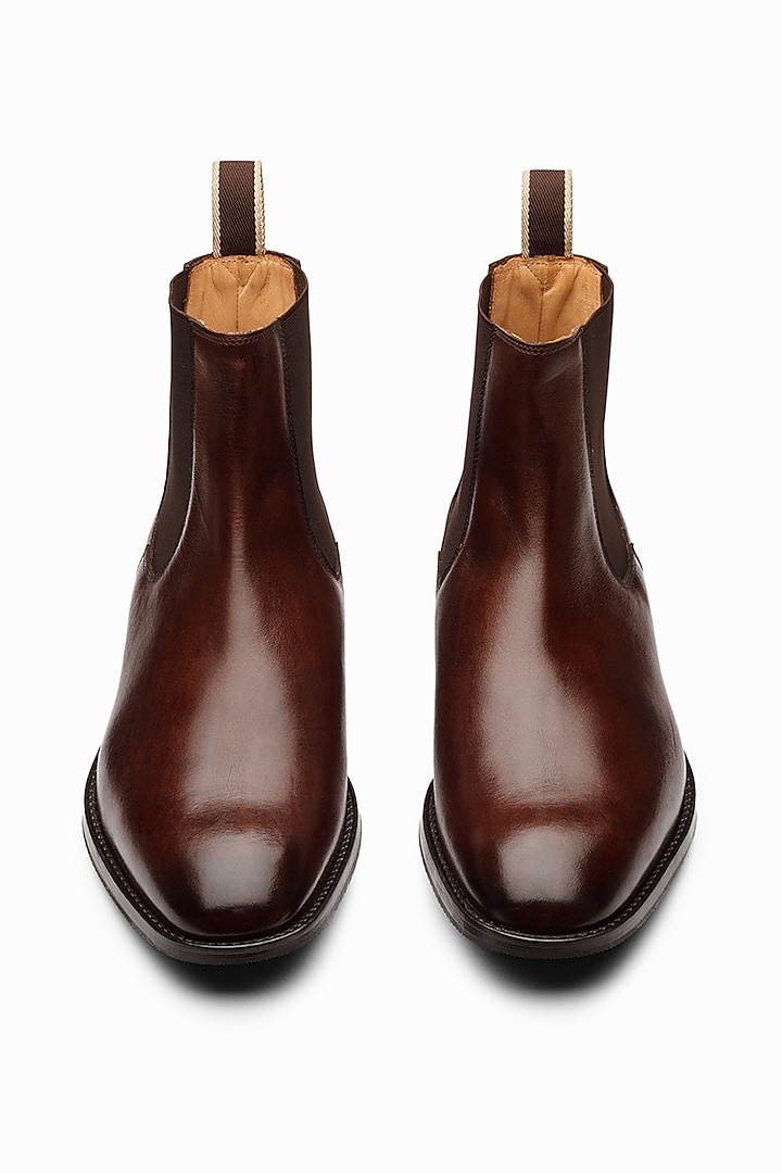 Coffee Brown Hand Painted Chelsea Boots by 3DM Lifestyle