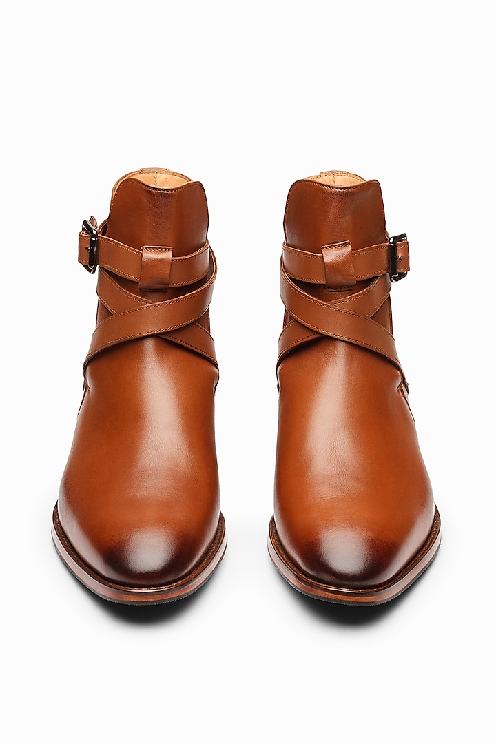 Tan Brown Leather Boots by 3DM Lifestyle