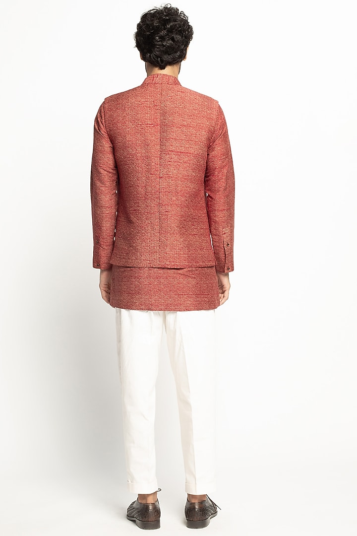 Pink Silk Nehru Jacket Set by Divyam Mehta Men at Pernia's Pop Up Shop