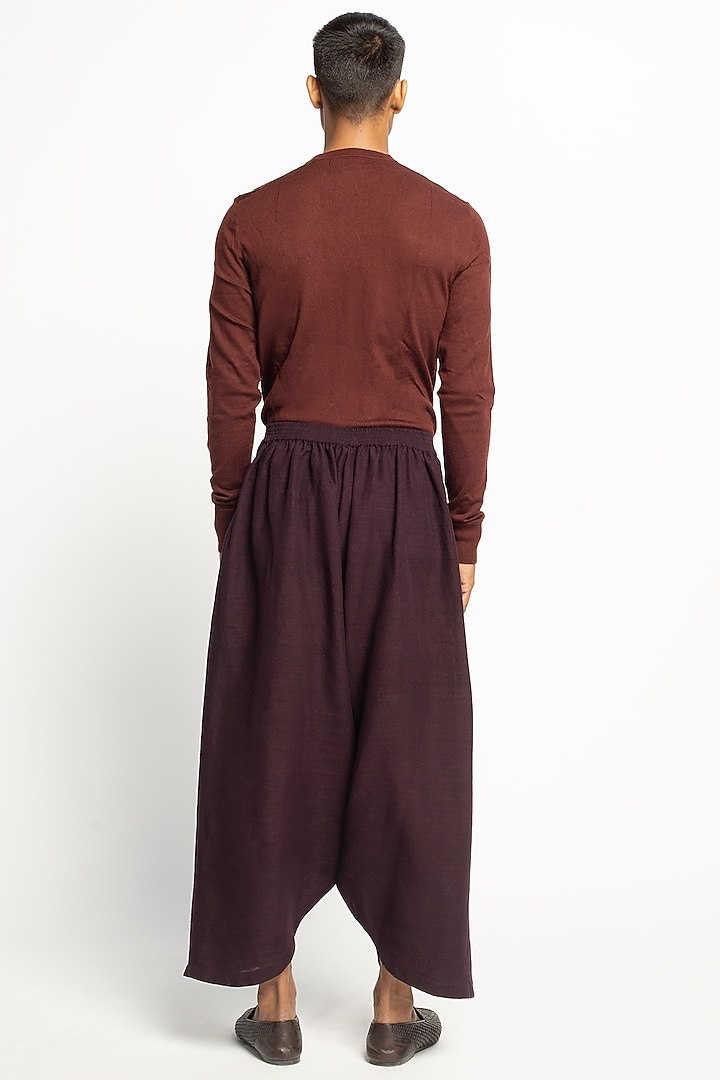 Wine Silk Dhoti Pants by Divyam Mehta Men at Pernia's Pop Up Shop