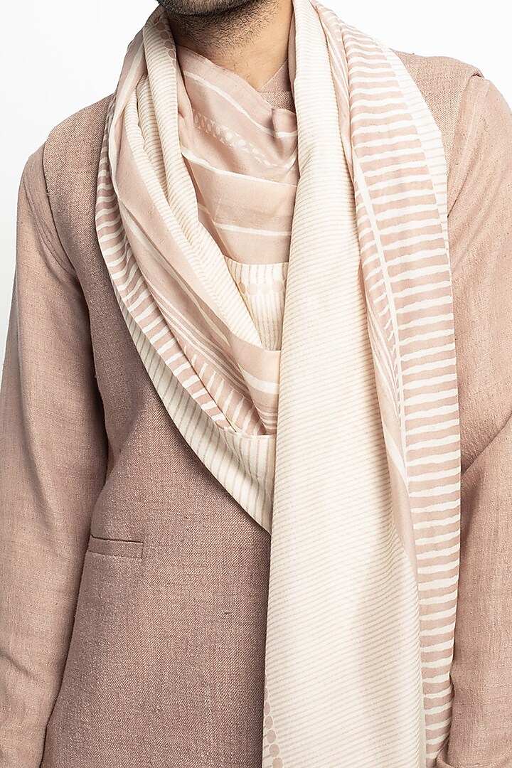 Blush Pink & White Matka Silk Bundi Jacket Set by Divyam Mehta Men at Pernia's Pop Up Shop