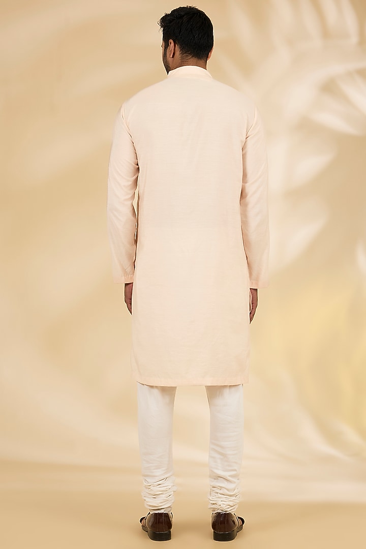 Blush Silk Groom Indowestern Set by Divyam Mehta Men at Pernia's Pop Up Shop