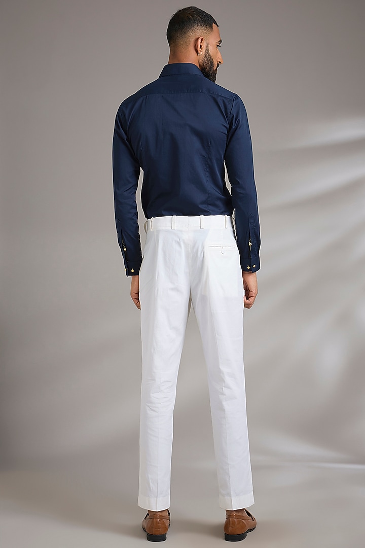 Ivory Cotton Lycra Pants by Divyam Mehta Men at Pernia's Pop Up Shop