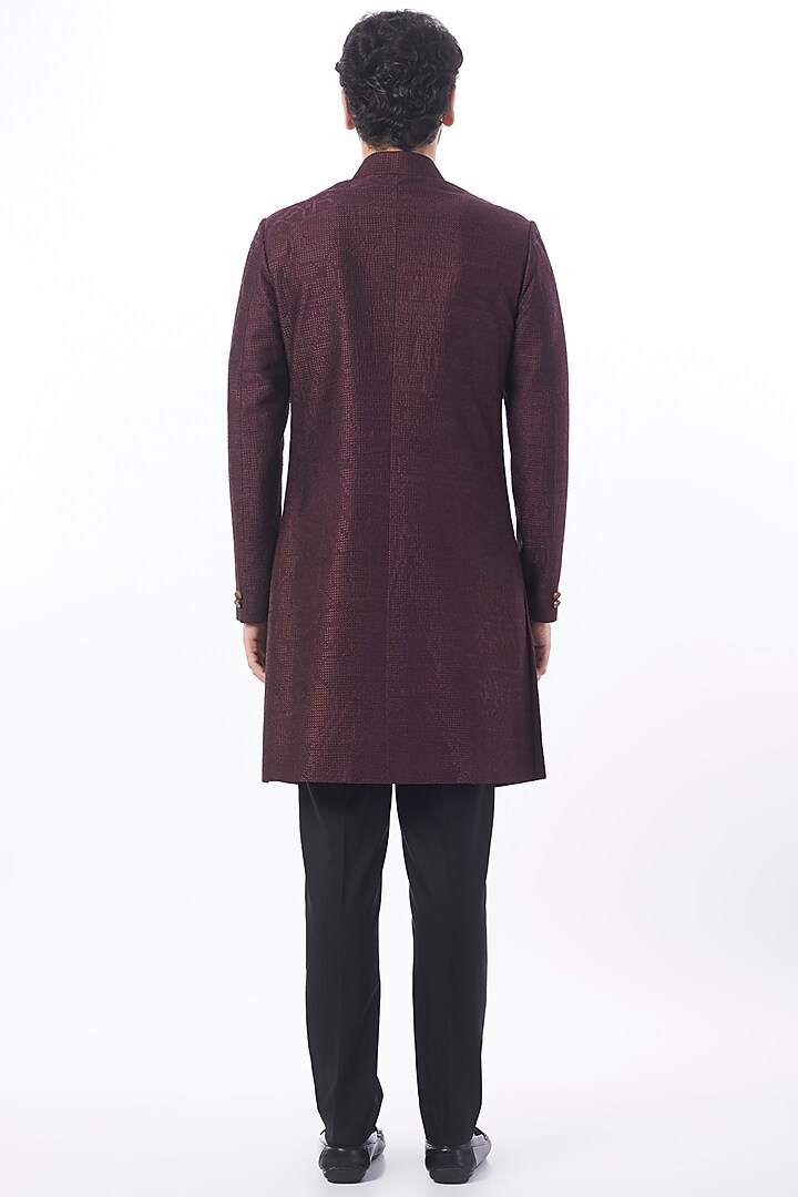 Falsa Raw Silk Embroidered Achkan Set by Divyam Mehta Men at Pernia's Pop Up Shop