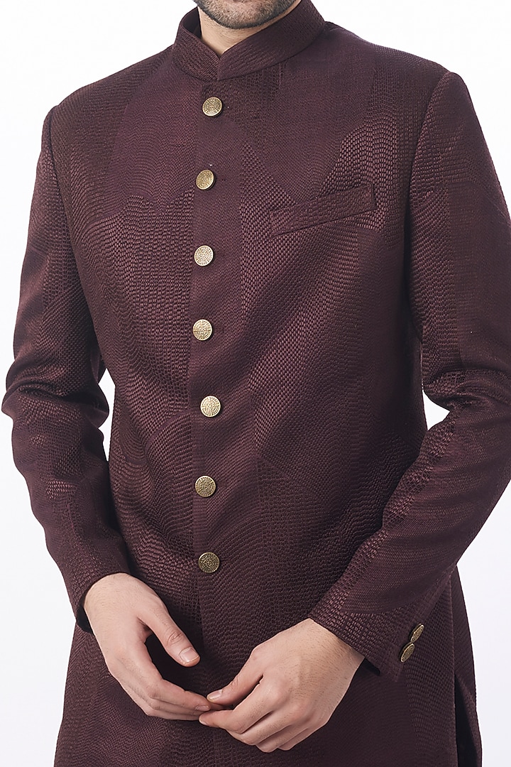 Falsa Raw Silk Groom Sherwani Set by Divyam Mehta Men at Pernia's Pop Up Shop