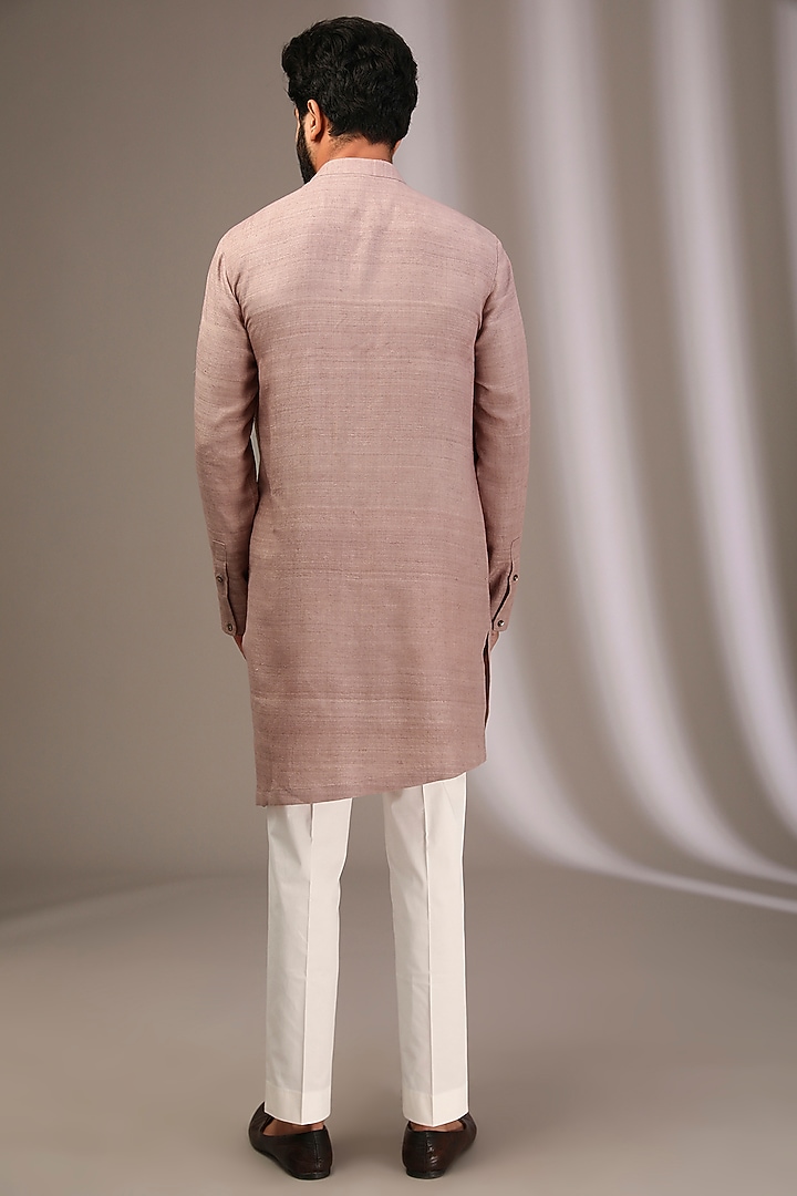 Pyazi Pink Raw Silk Bundi Jacket Set by Divyam Mehta Men at Pernia's Pop Up Shop