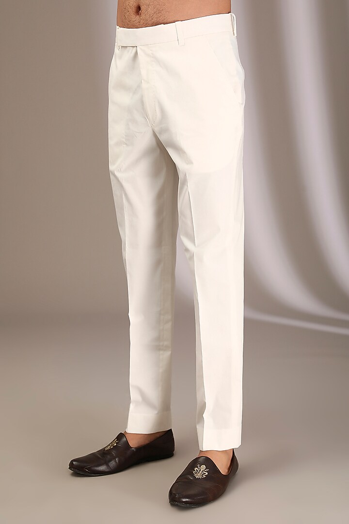 Ivory Raw Silk & Stretch Cotton Overlap Kurta Set by Divyam Mehta Men at Pernia's Pop Up Shop