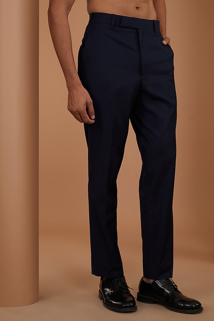Blue Raw Silk Groom Bandhgala Set by Divyam Mehta Men at Pernia's Pop Up Shop