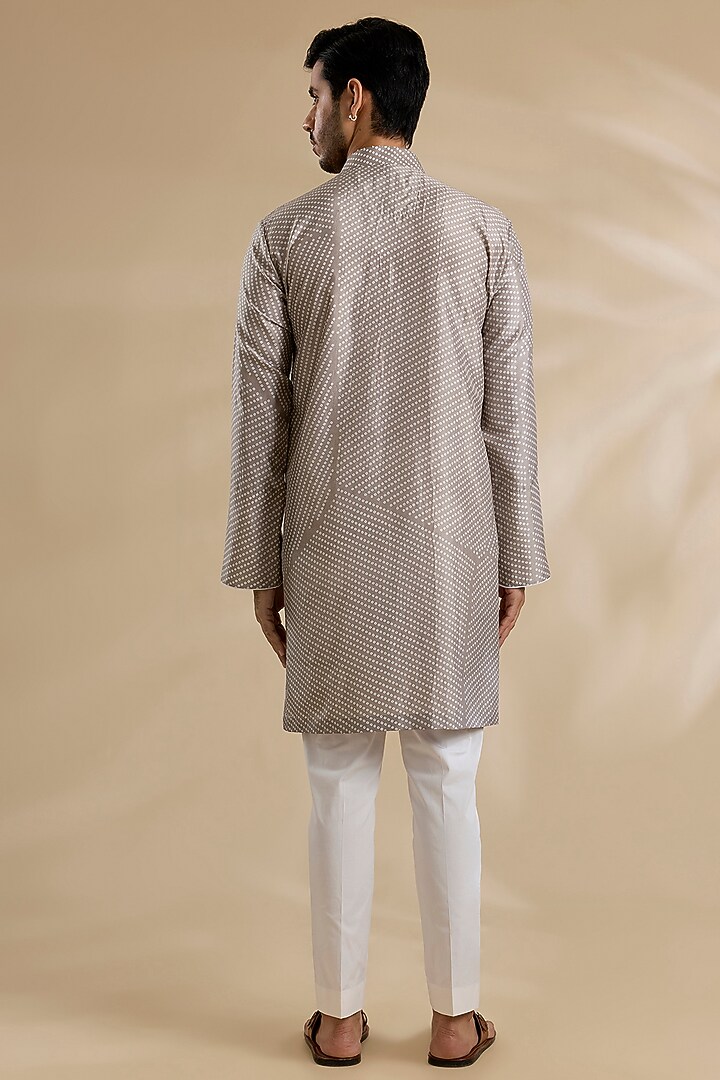 Grey Raw Silk & Stretch Cotton Kurta Set by Divyam Mehta Men at Pernia's Pop Up Shop