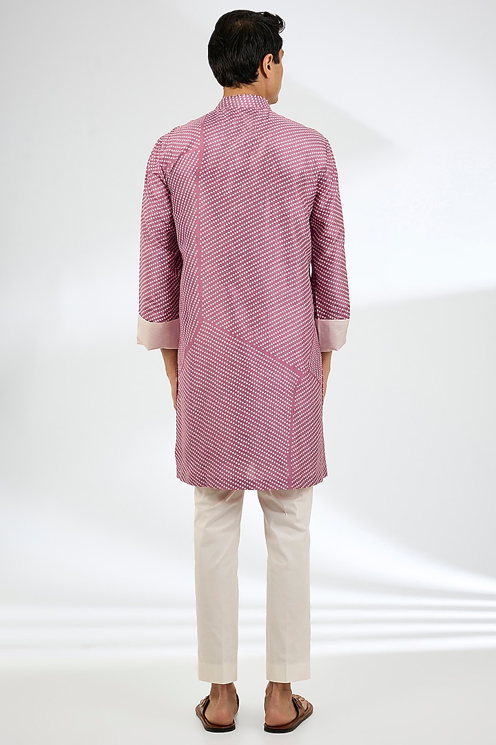 Lychee Red Silk Kurta Set by Divyam Mehta Men at Pernia's Pop Up Shop