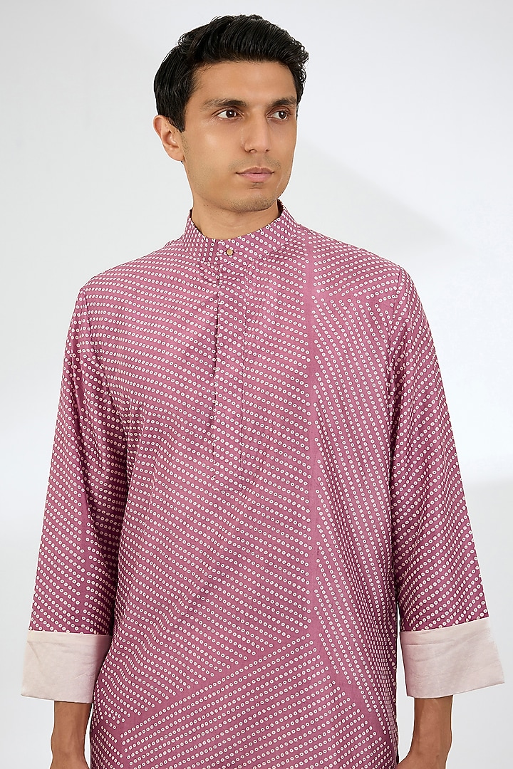 Lychee Red Silk Kurta Set by Divyam Mehta Men at Pernia's Pop Up Shop