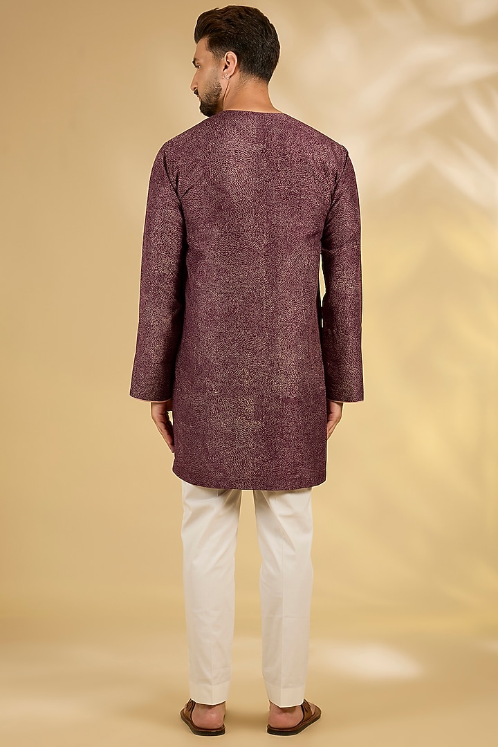 Claret Silk Kurta Set by Divyam Mehta Men at Pernia's Pop Up Shop